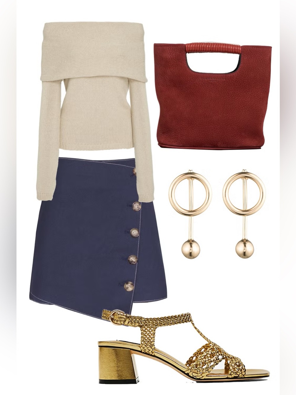 Pixie Market Navy Asymmetric Button Mini Skirt with Contrast Stitching